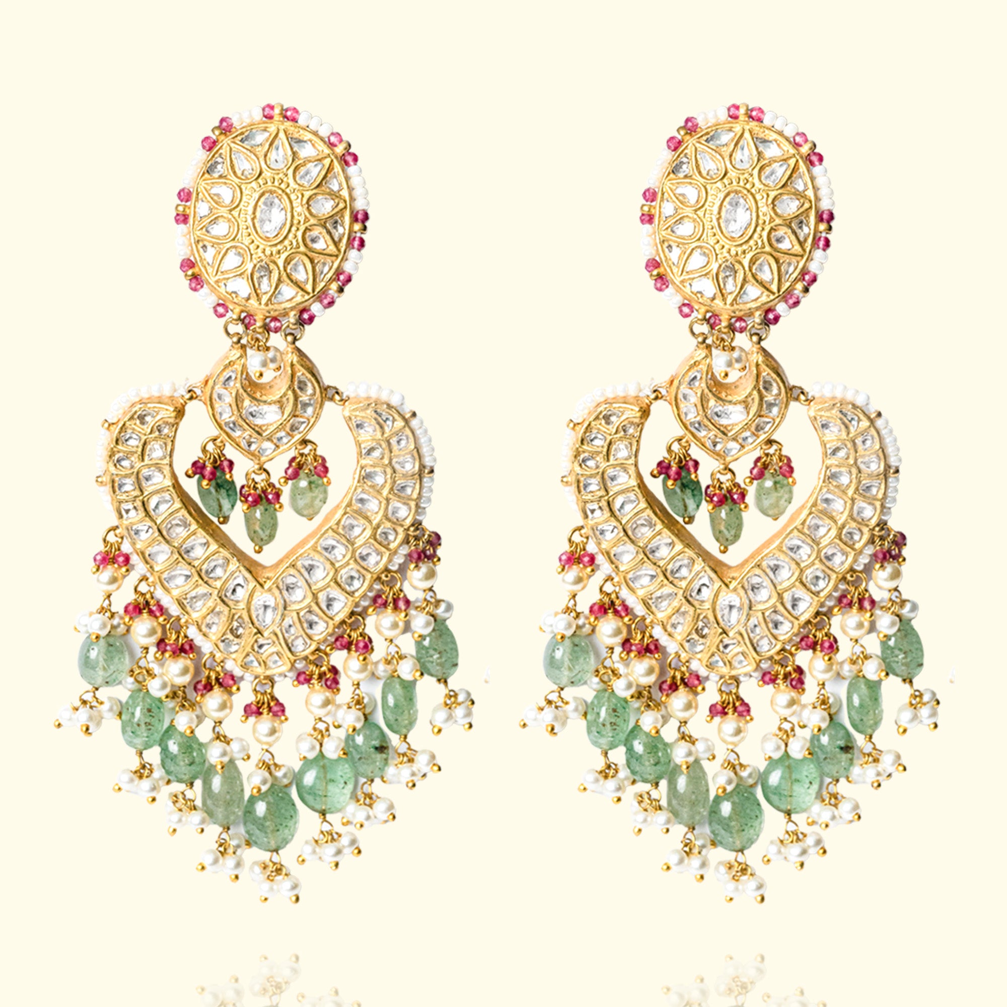 Yasmeen Polki Emerald Chandbalis