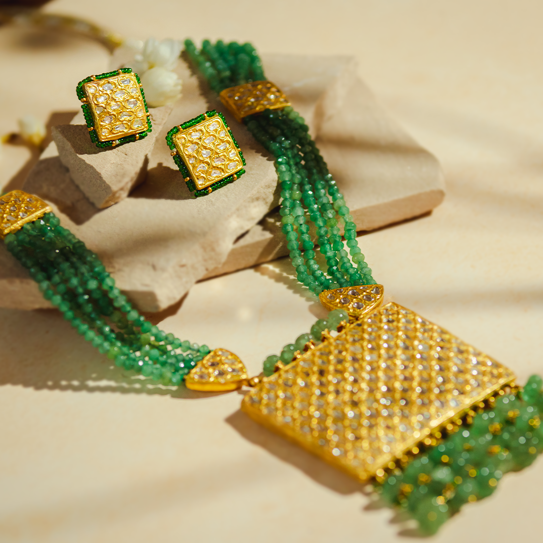 Jasmina Polki emerald Pendant