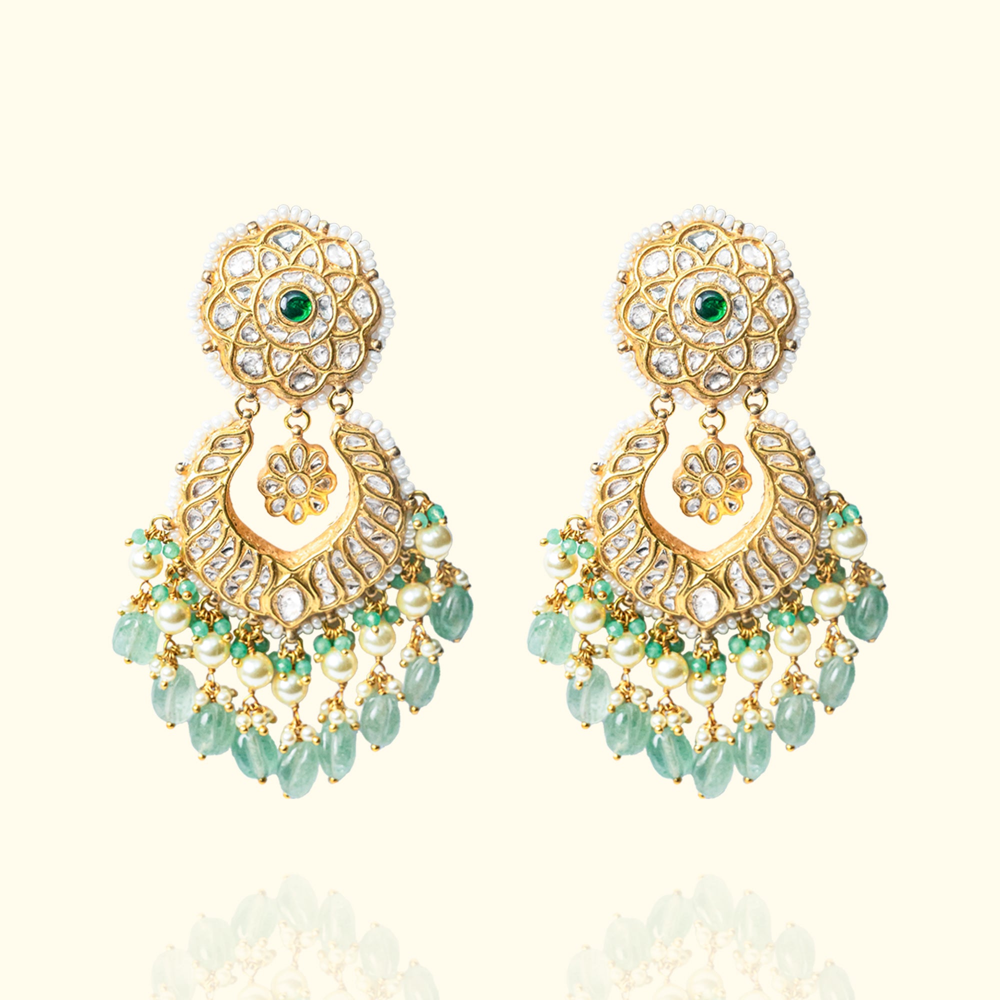 Najma Polki Emerald Chandbalis