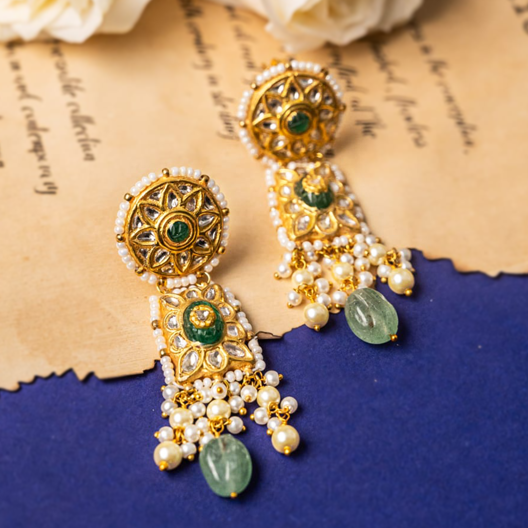Nerta Polki Emerald Earrings