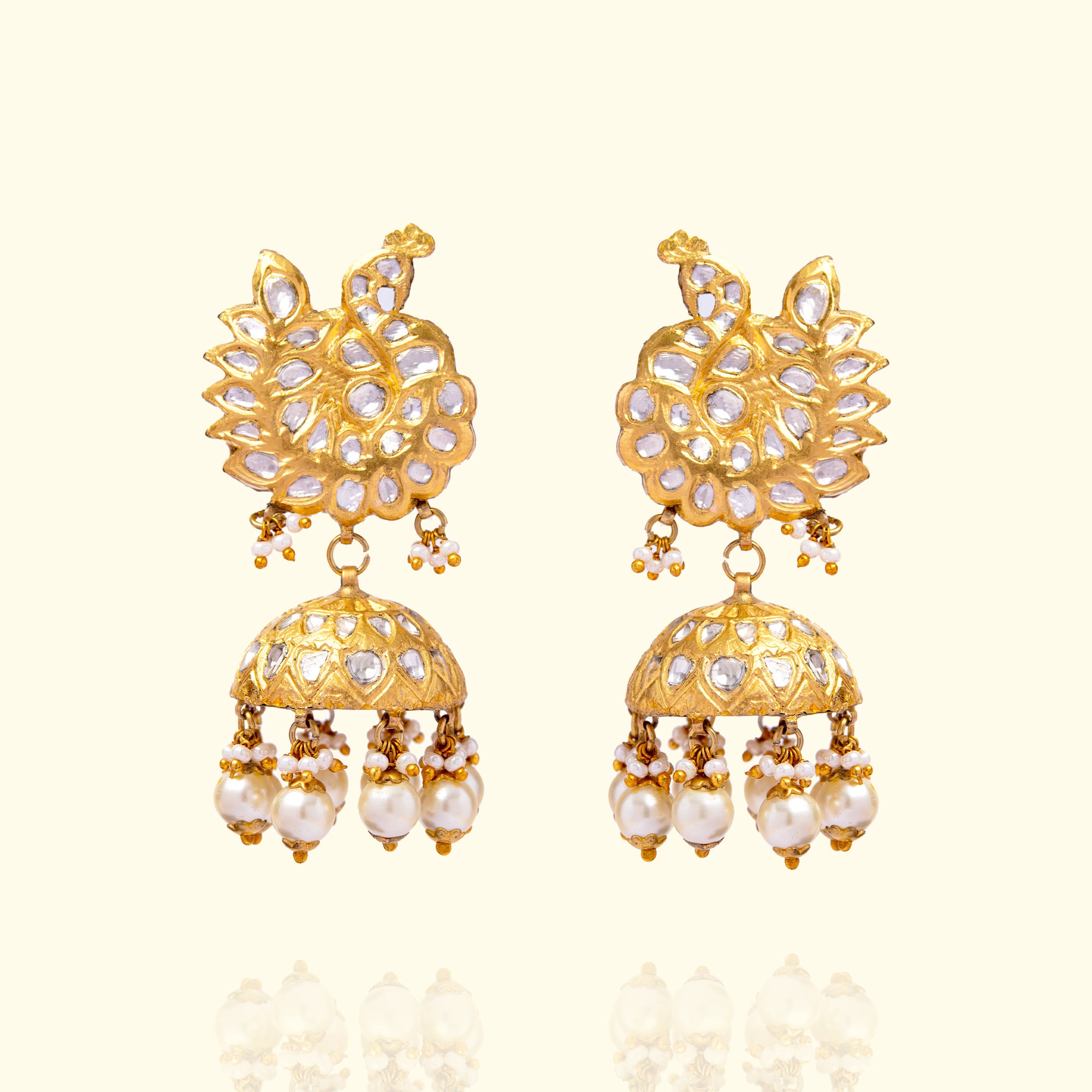 Peacock Polki Jhumkas