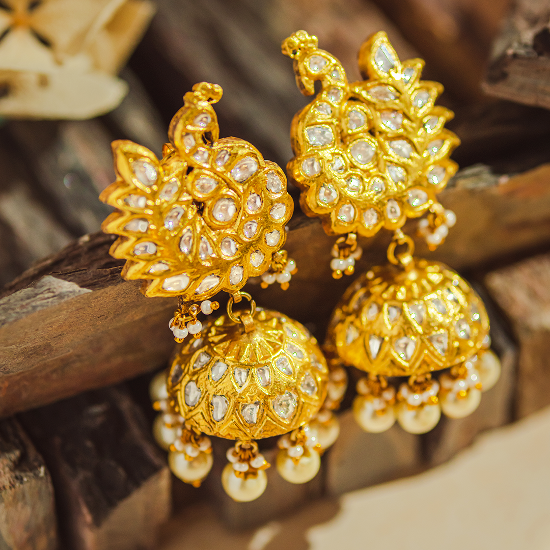 Peacock Polki Jhumkas