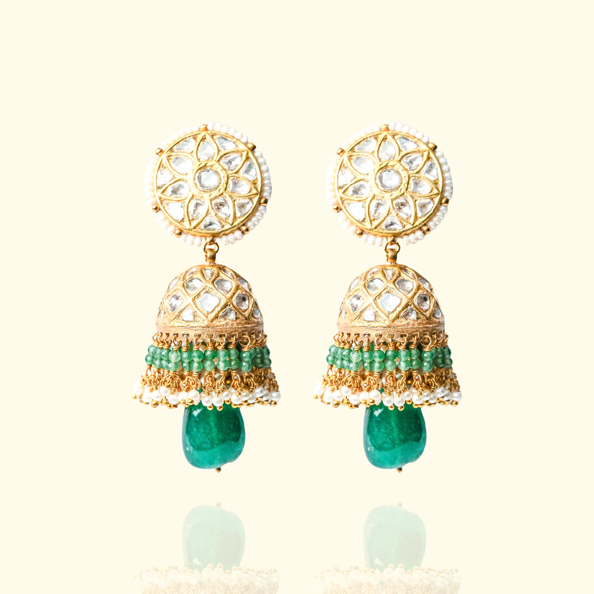 Parvez Polki Emerald Jhumkas