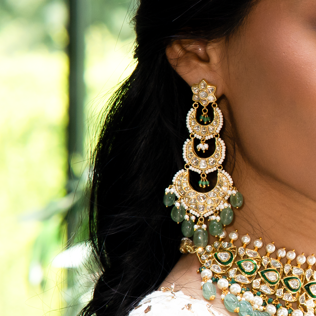 Ruhani Polki Emerald Earrings