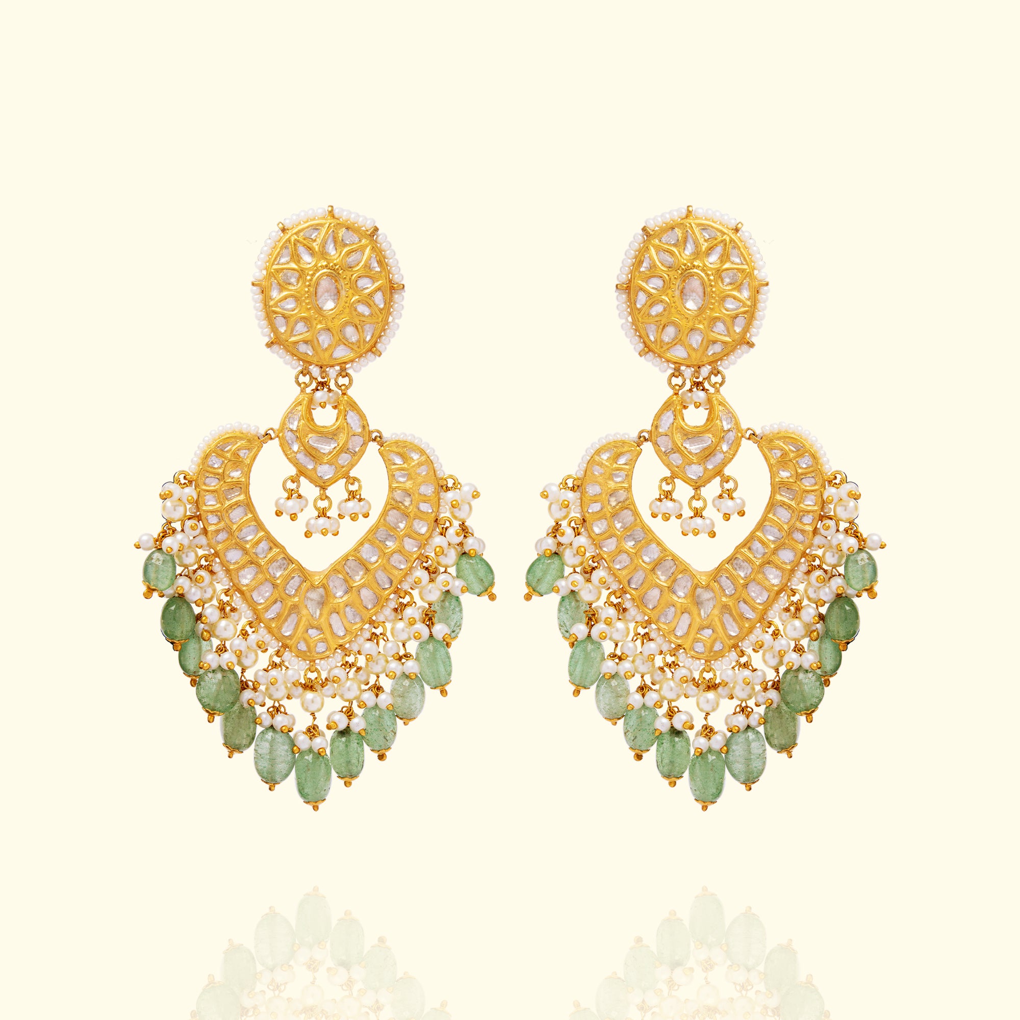 Poornima Polki Emerald Chandbalis