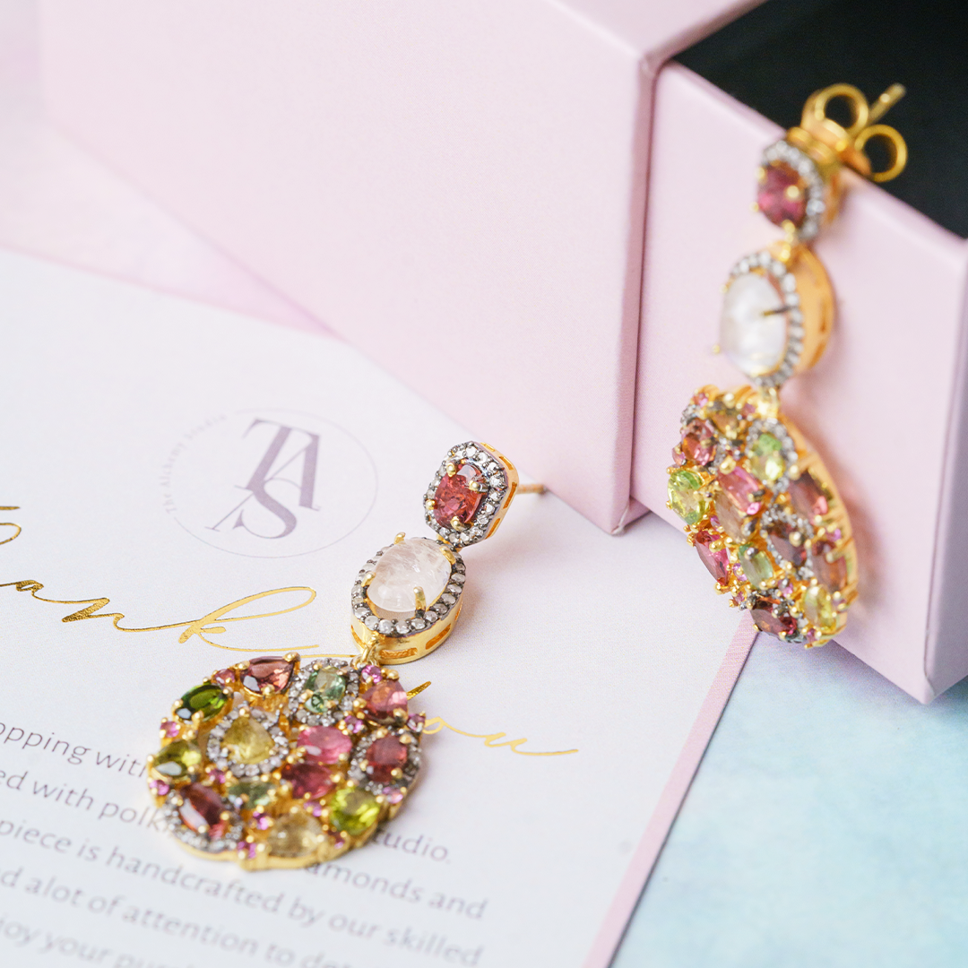 Aurora Tourmaline Diamond Earrings