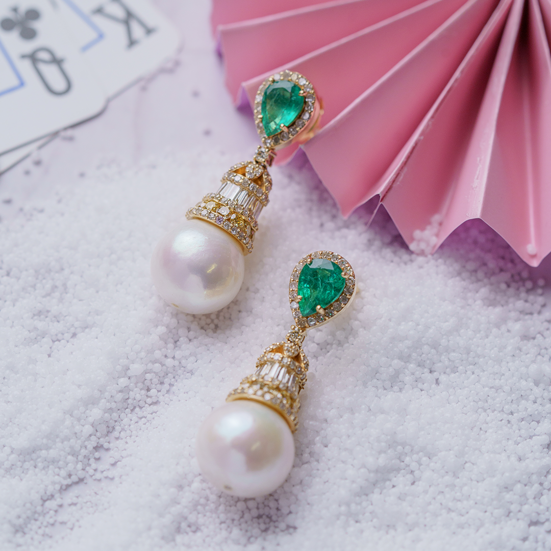 Nova Sonata Emerald Diamond Earrings