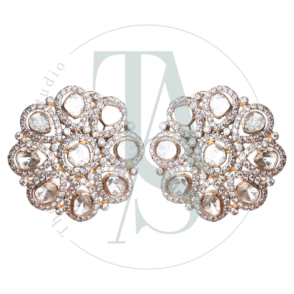 Osha Flower Uncut Diamond Earrings