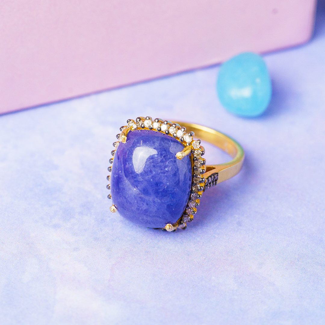 Lilac Diamond Tanzanite Ring