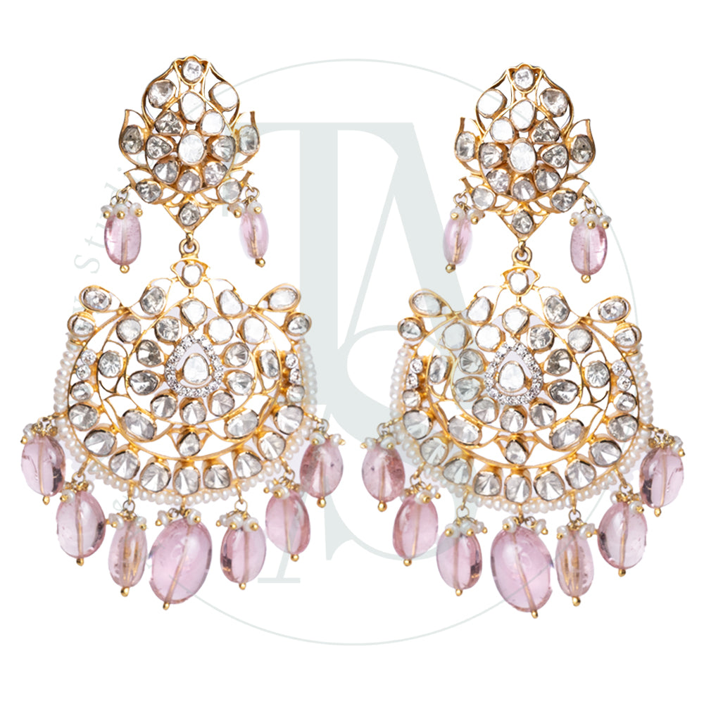 Rumzi Uncut Diamond and Morganite Chaandbalis