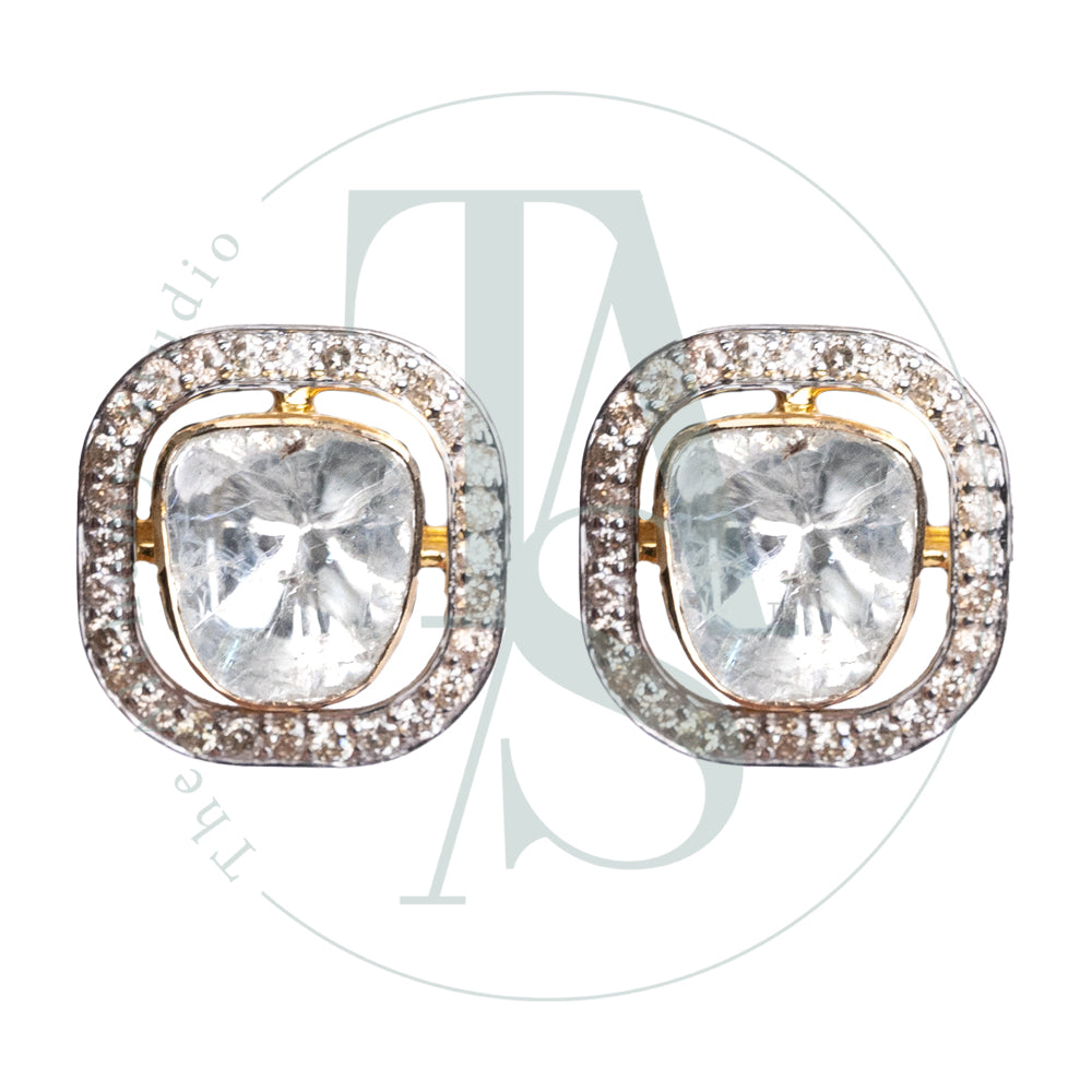 Bayle Sqaure Uncut Diamond Earrings