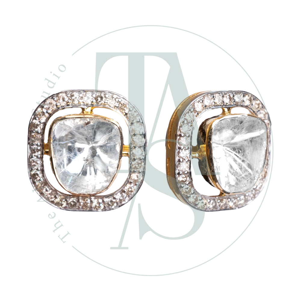 Bayle Sqaure Uncut Diamond Earrings