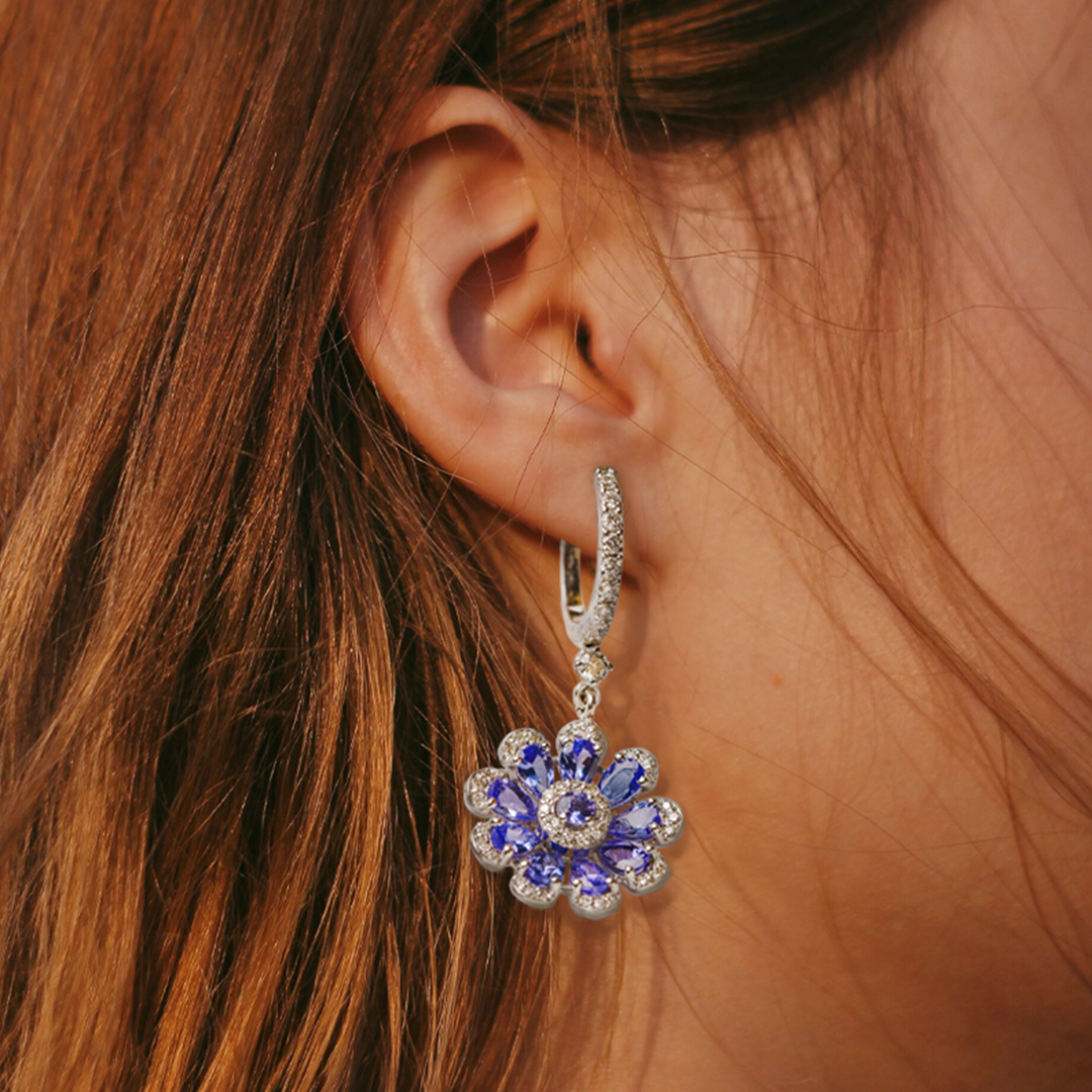 Fiora Tanzanite Diamond Hanging Earrings
