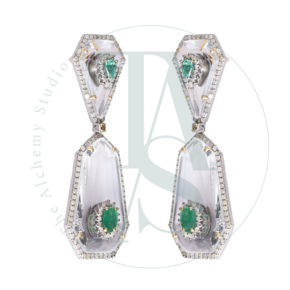 Larique Crystal and Emerald Earrings