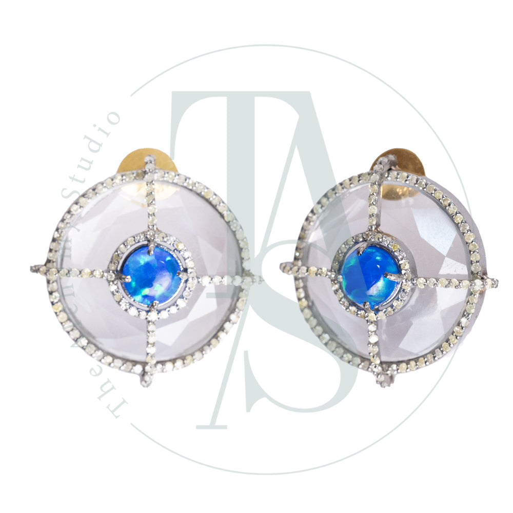 Cosette Blue Opal and Crystal Earrings