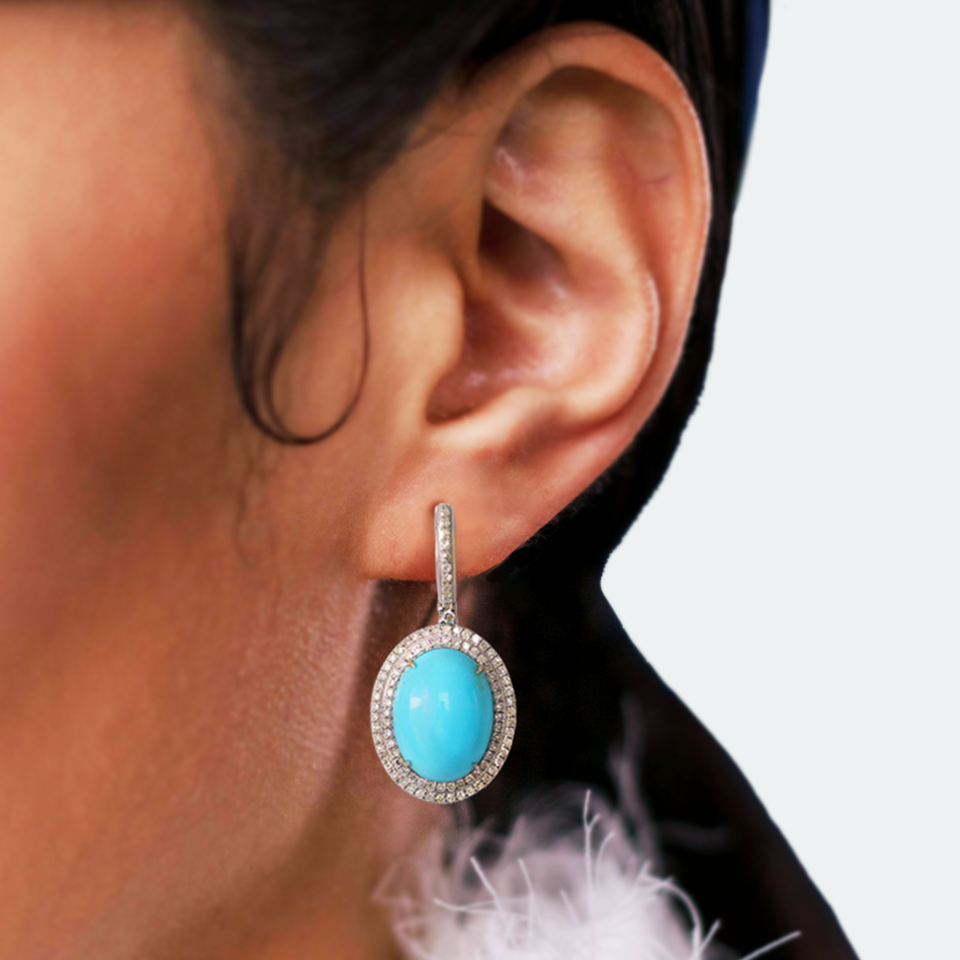 Grande Turquoise Diamond Earrings