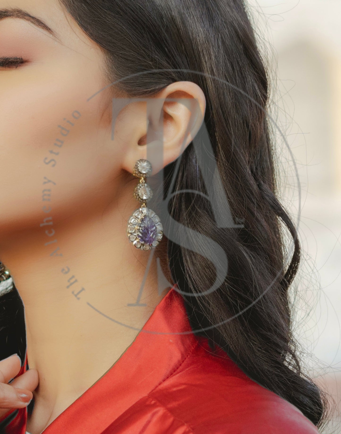 Clara Tanzanite and Uncut Diamond Dangling Earrings