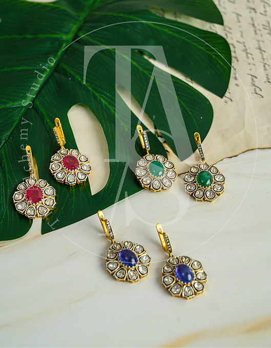 Arya Ruby Uncut Diamond Earrings