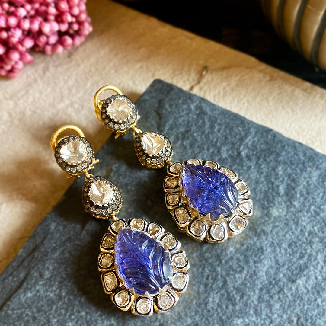 Clara Tanzanite Polki Dangling Earrings