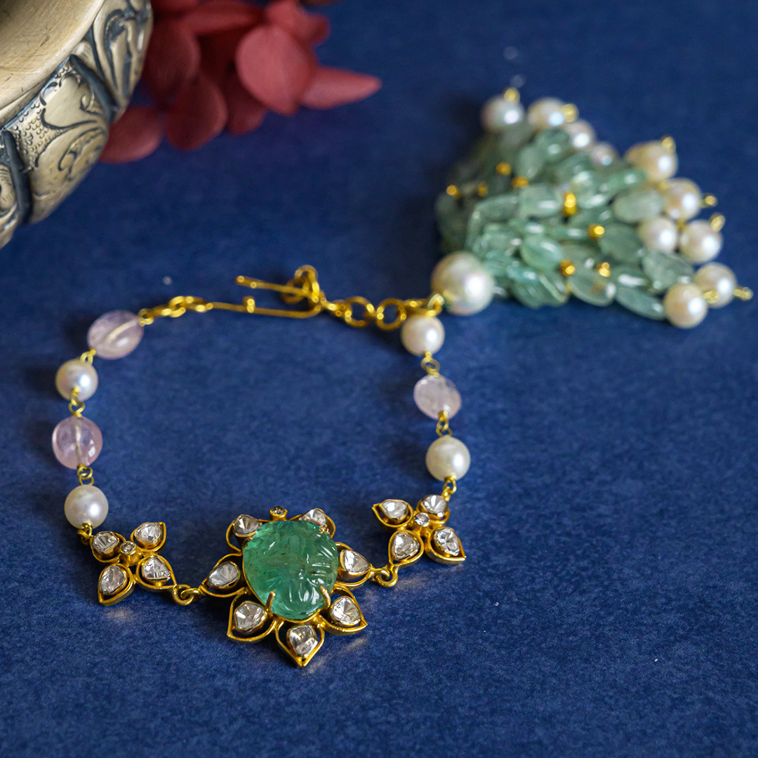 Zaya Emerald Morganite Polki Bracelet