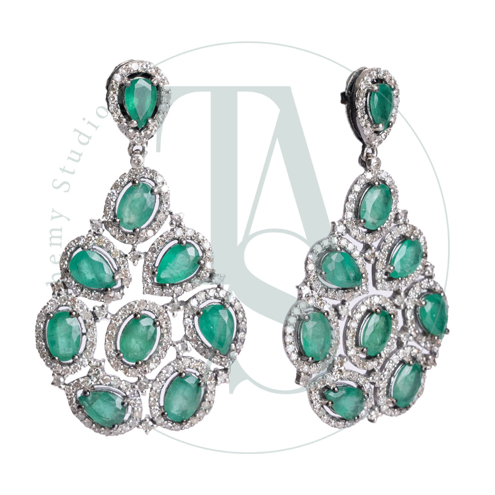 Erelah Emerald and Diamond Earrings