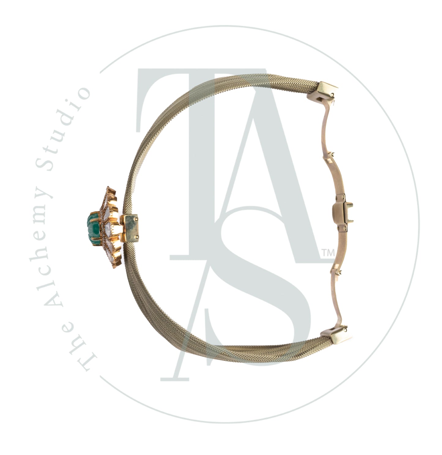 Crest Emerald and Uncut Diamond Cuff