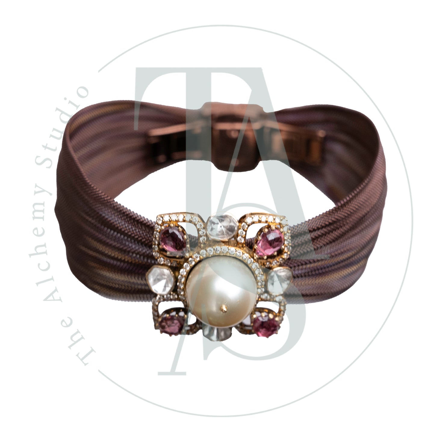 Crest Pearl and Uncut Diamond Cuff