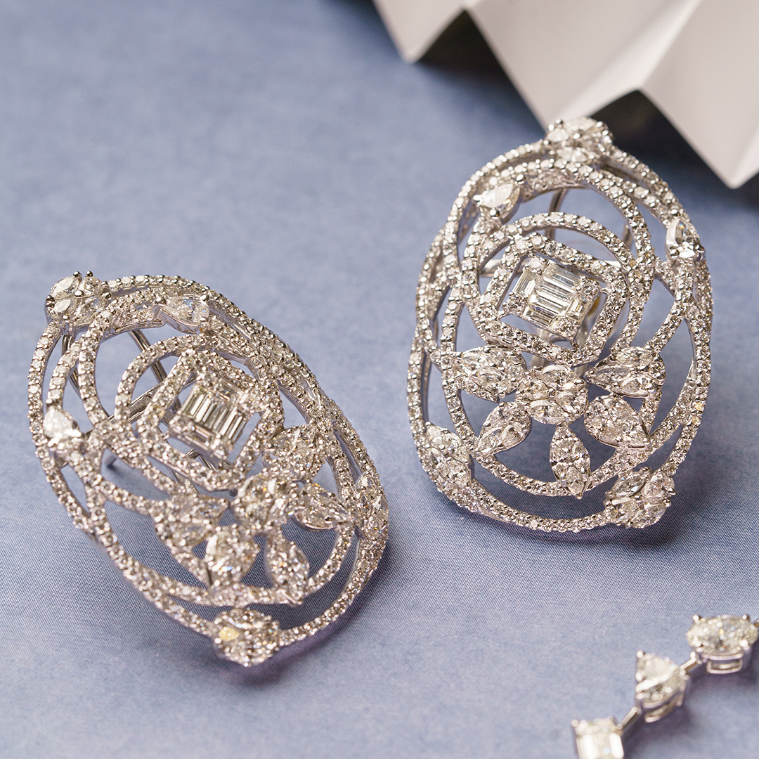 Oversized Pressure Diamond Earrings