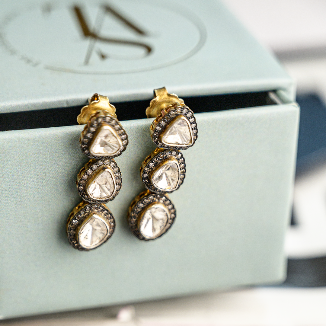 3 Piece Polki Earrings