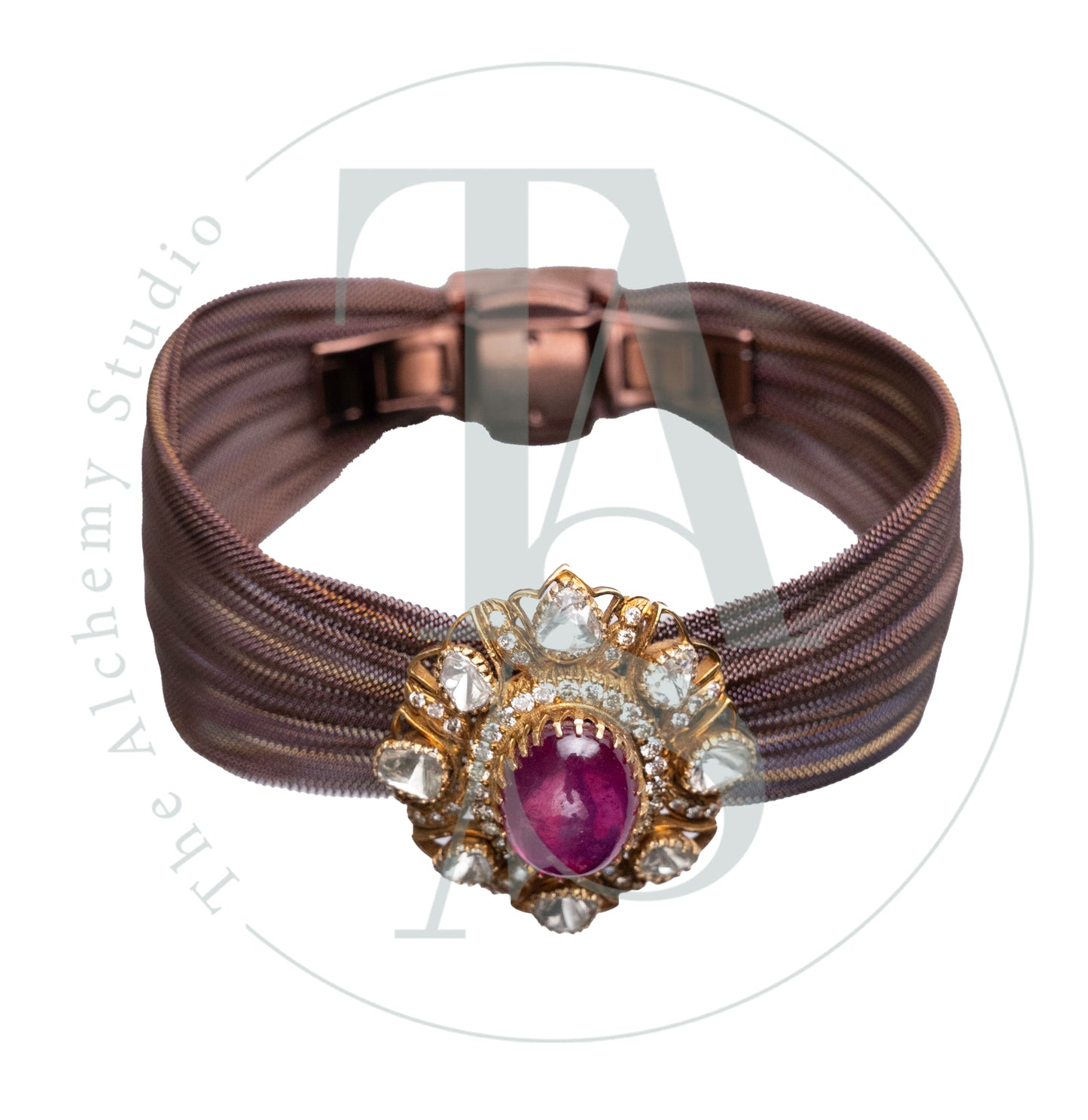 Crest Tourmaline and Uncut Diamond Cuff