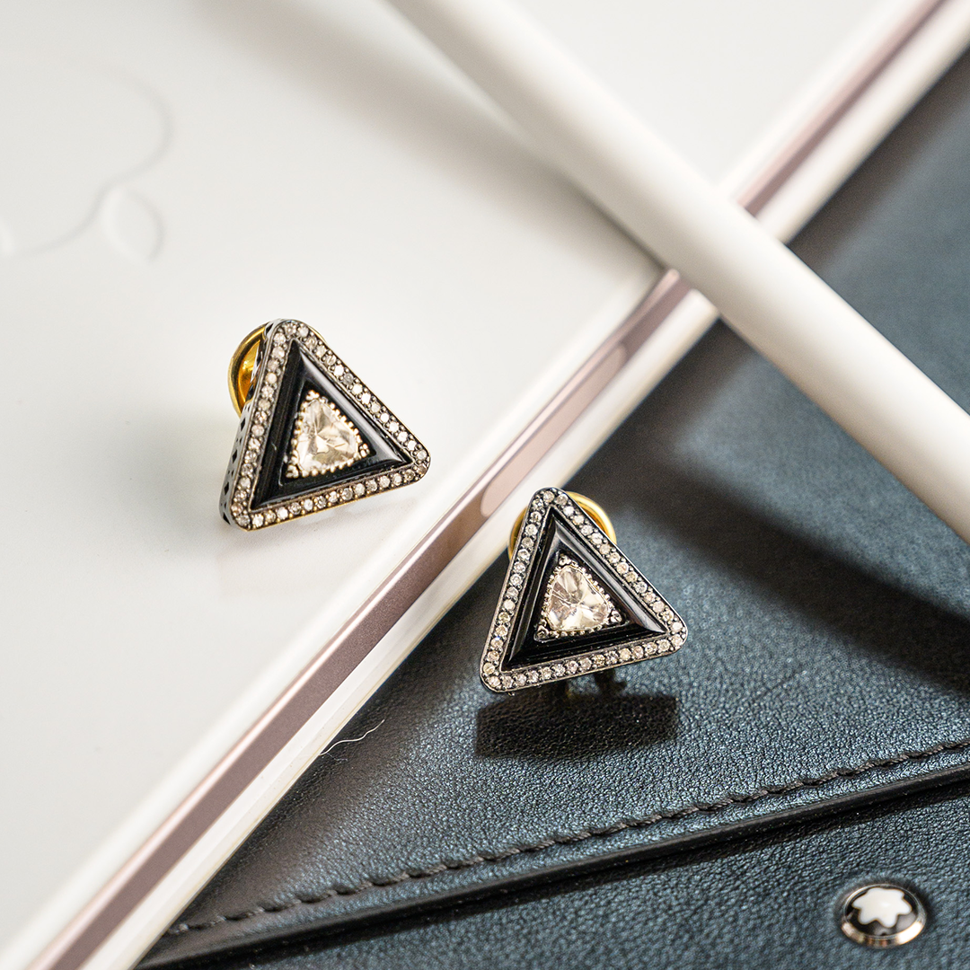 Allete Black Onyx Polki Earrings