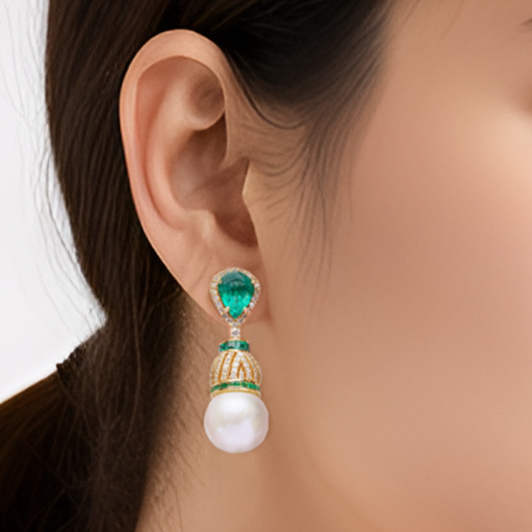 Nova Verte Emerald Diamond Earrings
