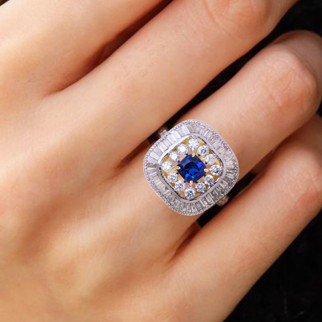 Sapphire Cushion Diamond Ring