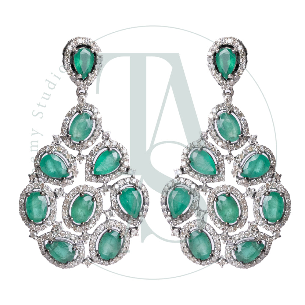 Erelah Emerald and Diamond Earrings
