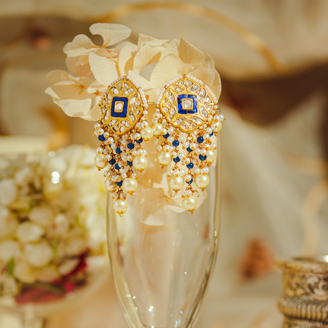 Blue Moon Sapphire Polki Earrings