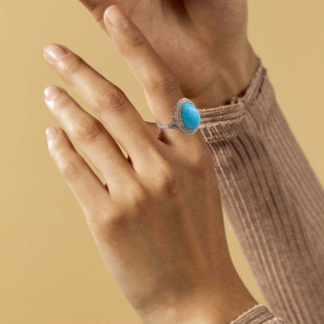 Grande Turquoise Diamond Ring