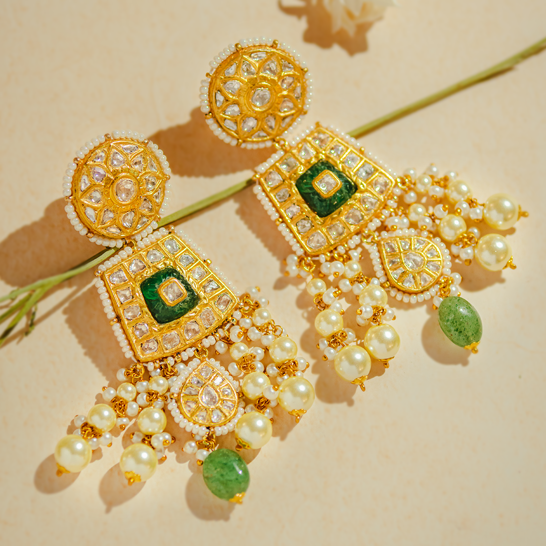 Rabia Emerald Polki Earrings