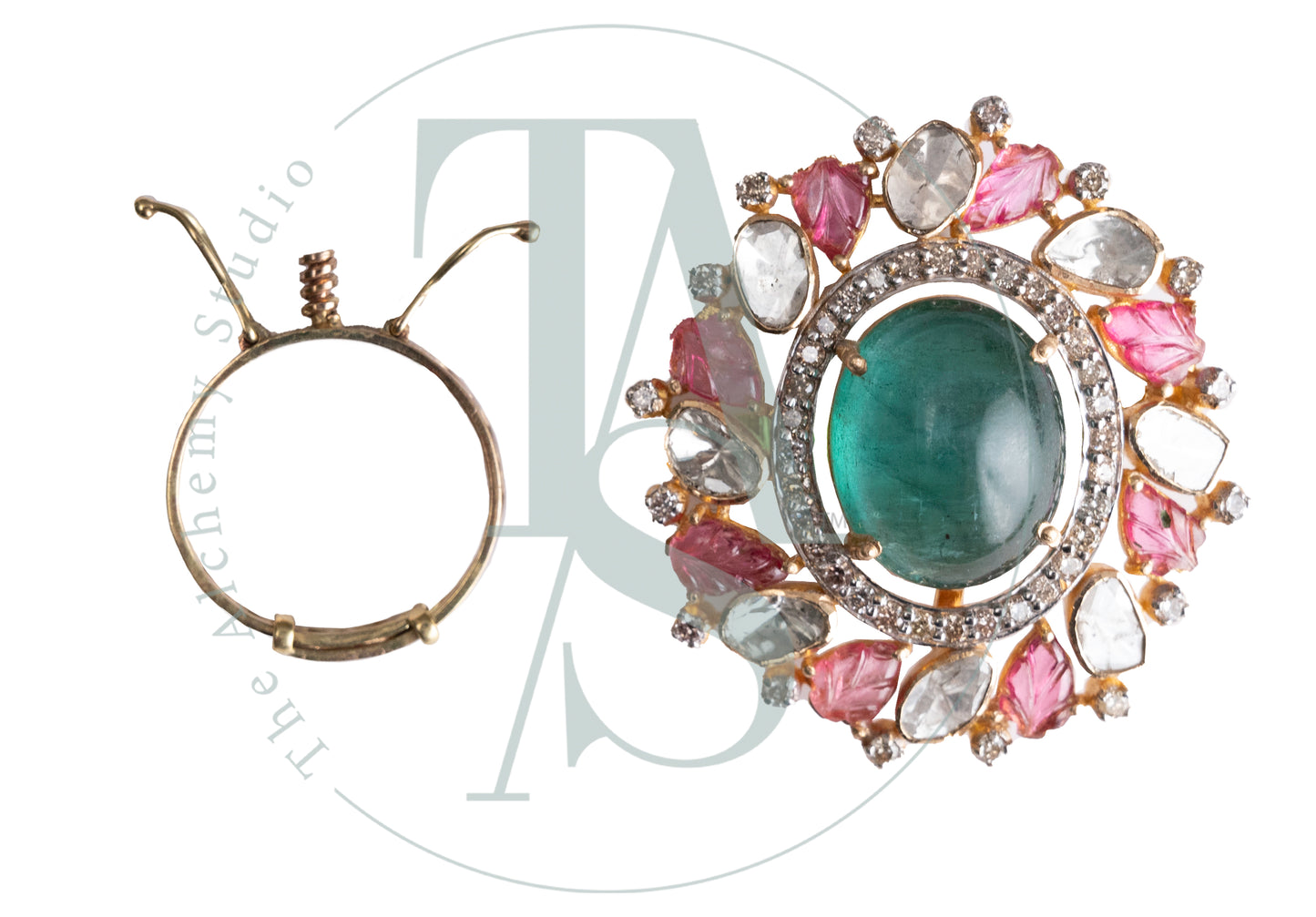 Ekiza Emerald and Ruby Ring (Detachable Pendant)