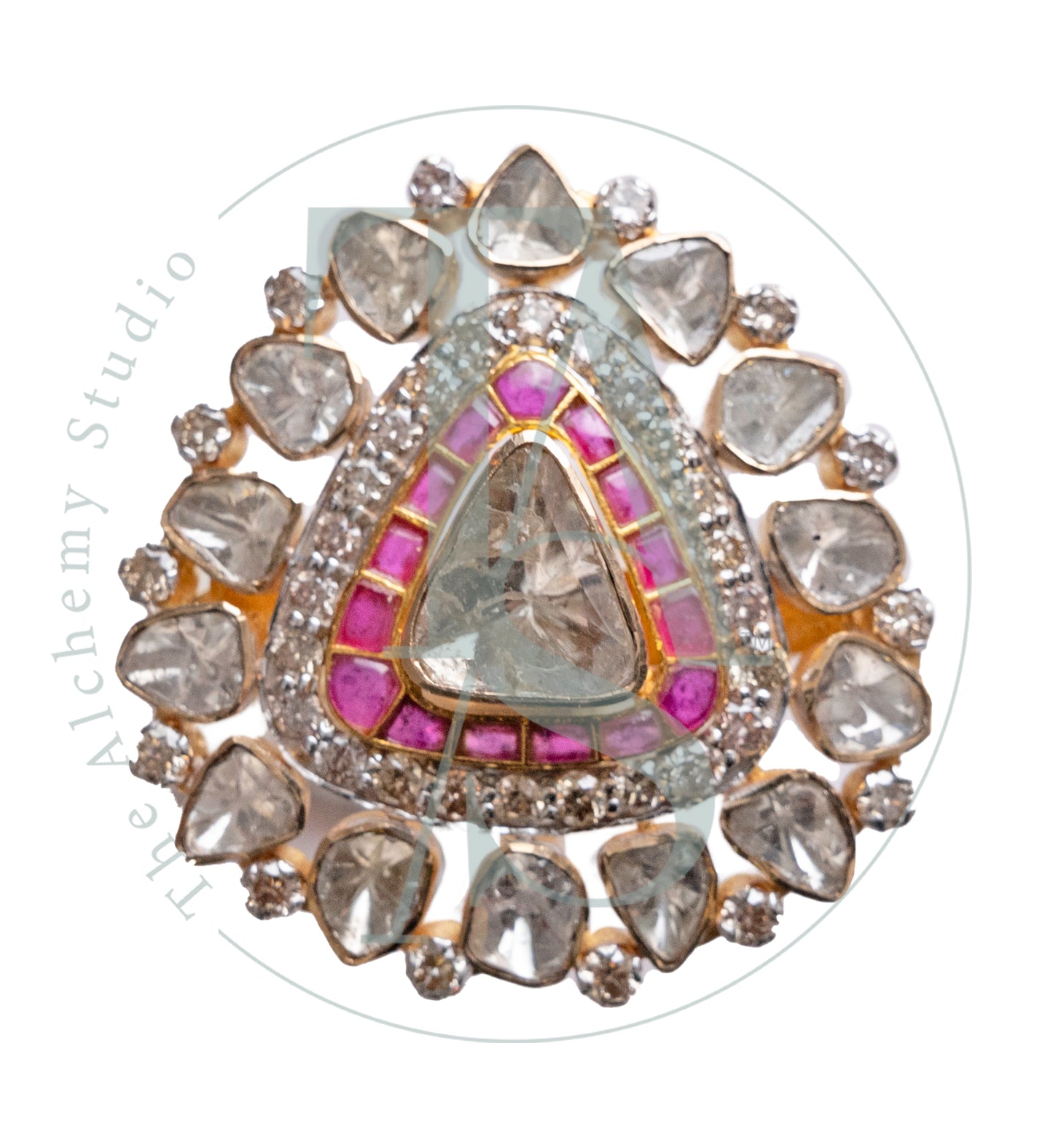 Kaya Ruby and Uncut Diamond Ring (Detachable Pendant)