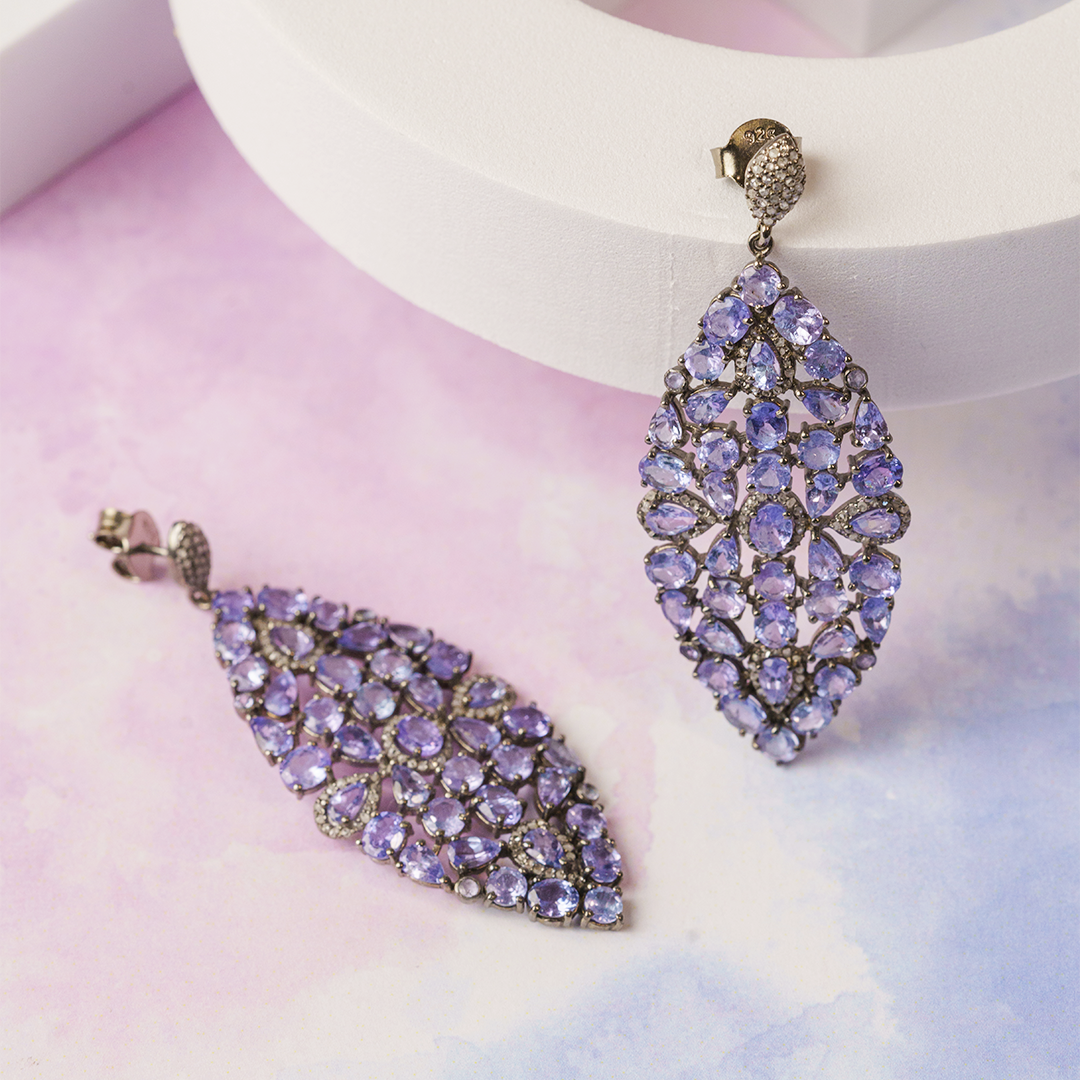 Opaline Tanzanite Diamond Earrings