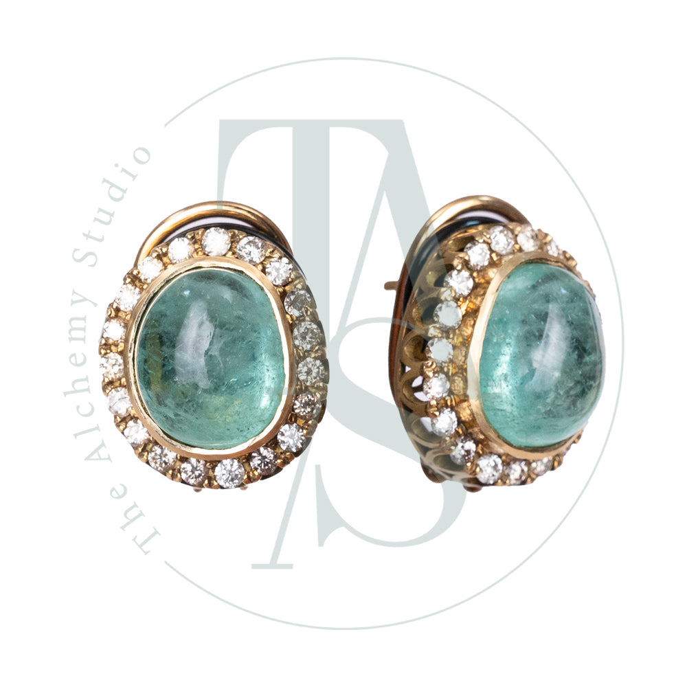 Columbian Emerald Oval Studs