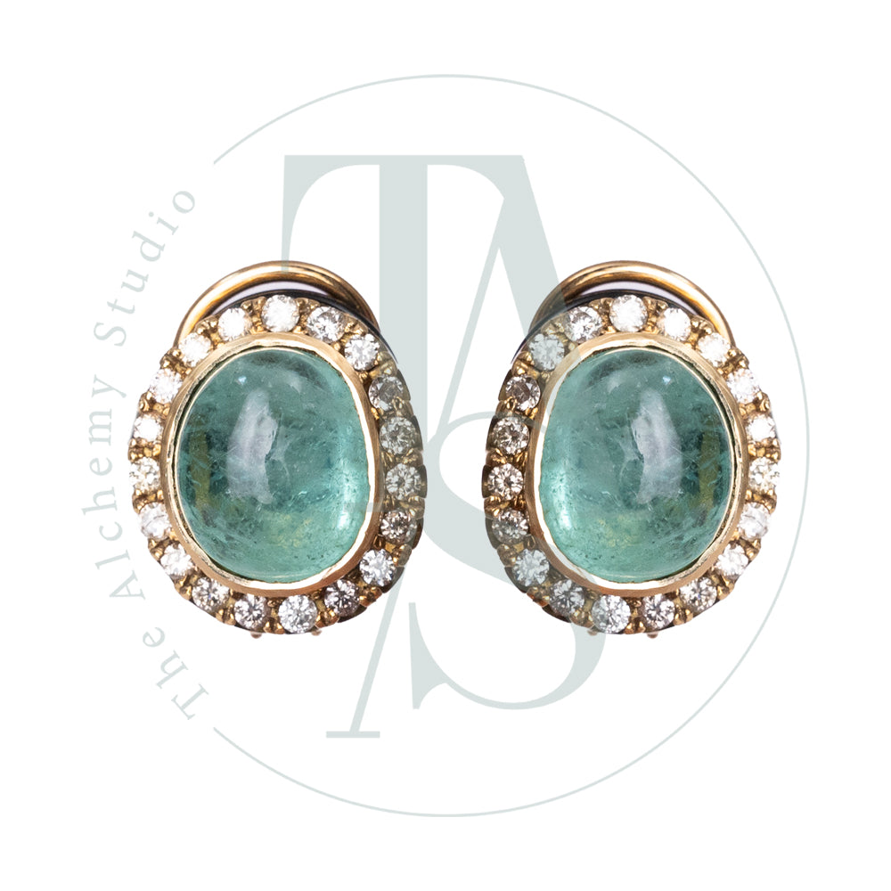 Columbian Emerald Oval Studs
