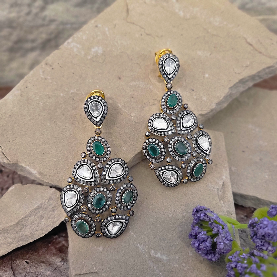 Azry Polki Emerald Earrings