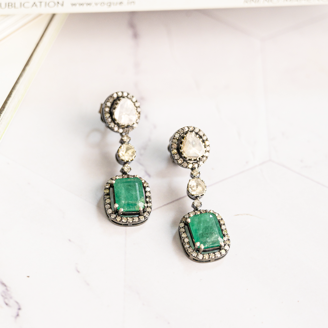 Ahiliya Polki Emerald Earrings