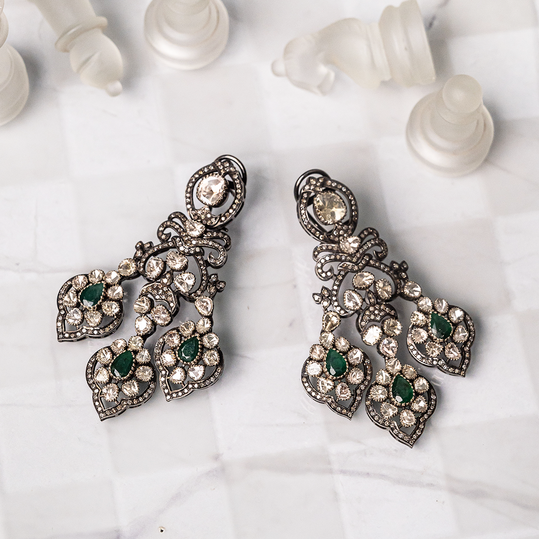 Everette Polki Emerald Earrings