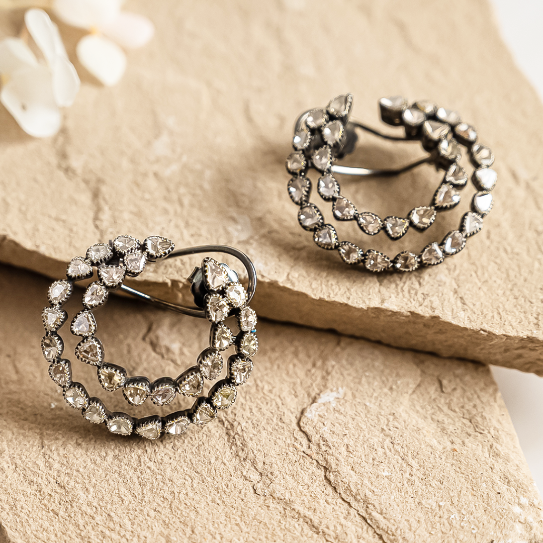 Dual Layered Polki Hoops