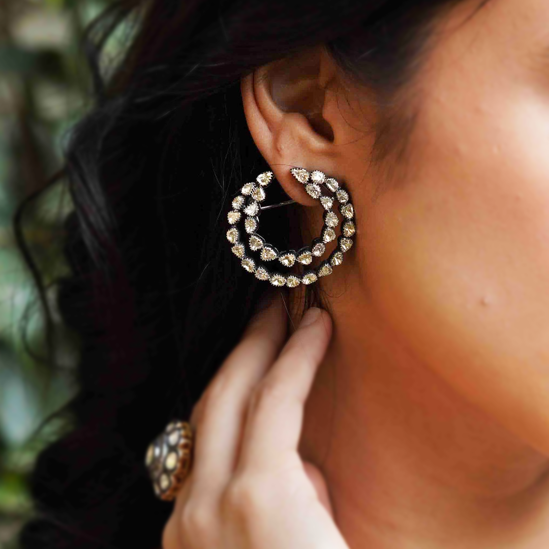 Dual Layered Polki Hoops