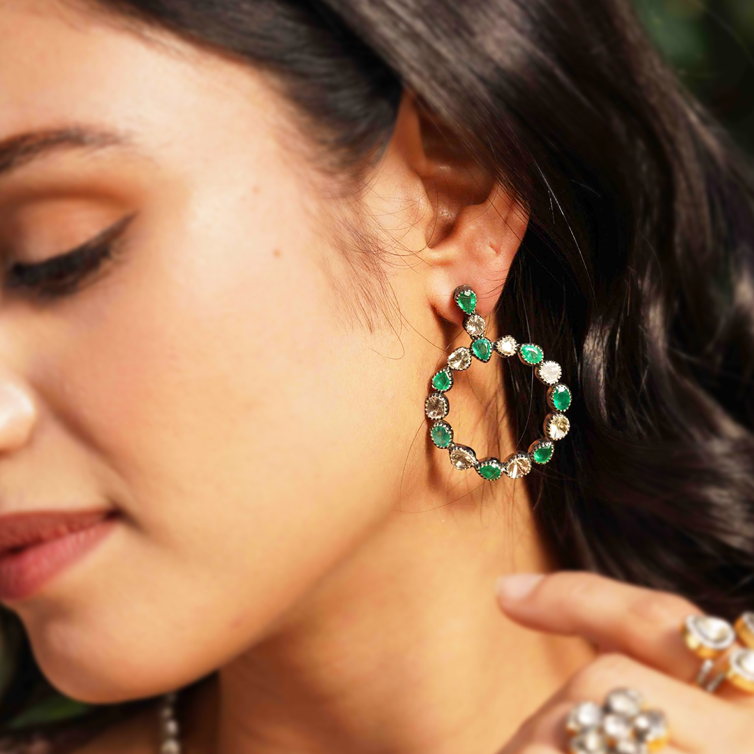 Sahira Polki Emerald Earrings