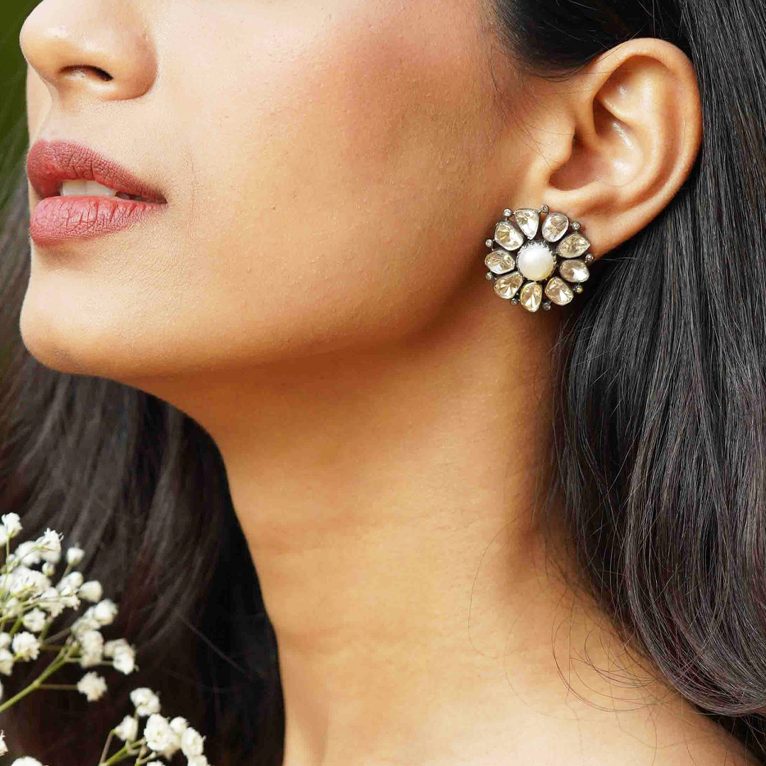 Amaraa Polki Pearl Earrings