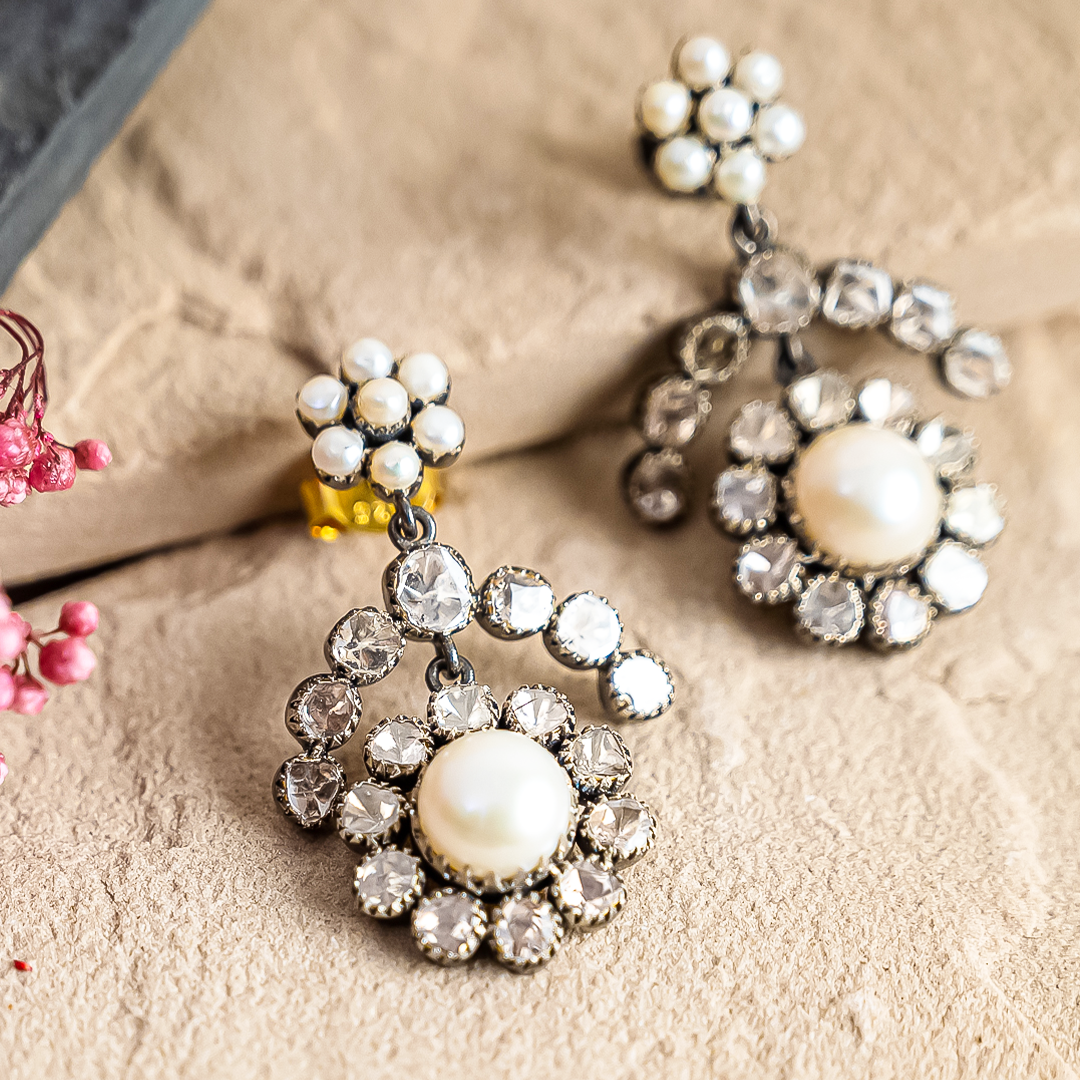 Rosaliee Polki Pearl Earrings
